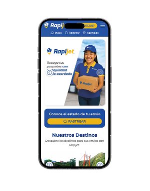 Captura de pantalla del sitio web de Rapijet - Funcionalidades